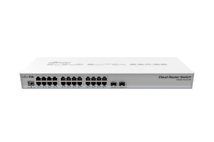 MikroTik 24x 10/100/1000 RJ-45, 2x SFP+, 800 MHz, 512 MB, 440 x 144 x 44 mm, RouterOS/SwOS