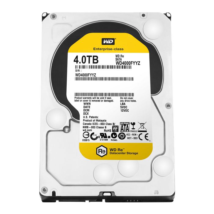 WD RE 4TB, HDD 7200rpm, 6Gb/s, 3.5", RoHS, Black (Refurbished)