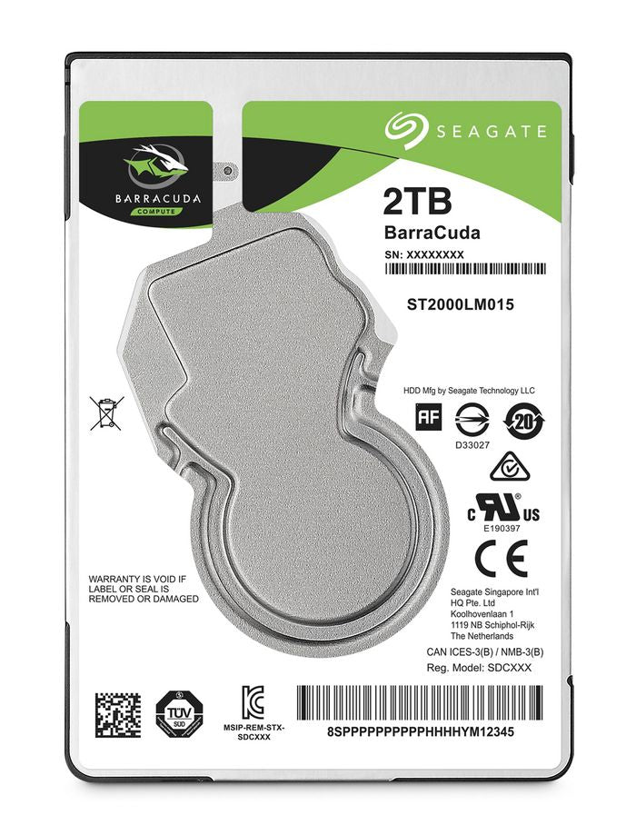 Seagate 2 TB, 2.5", SATA 6 Gb/s, 5400 RPM, 140 MB/s, 128 MB, 7 mm