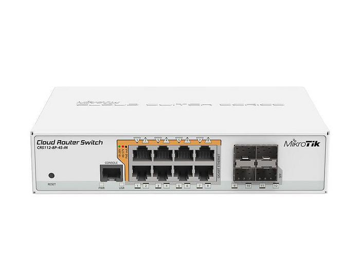 MikroTik 8x Gigabit Ethernet Smart Switch with PoE-out, 4x SFP cages, RouterOS L5