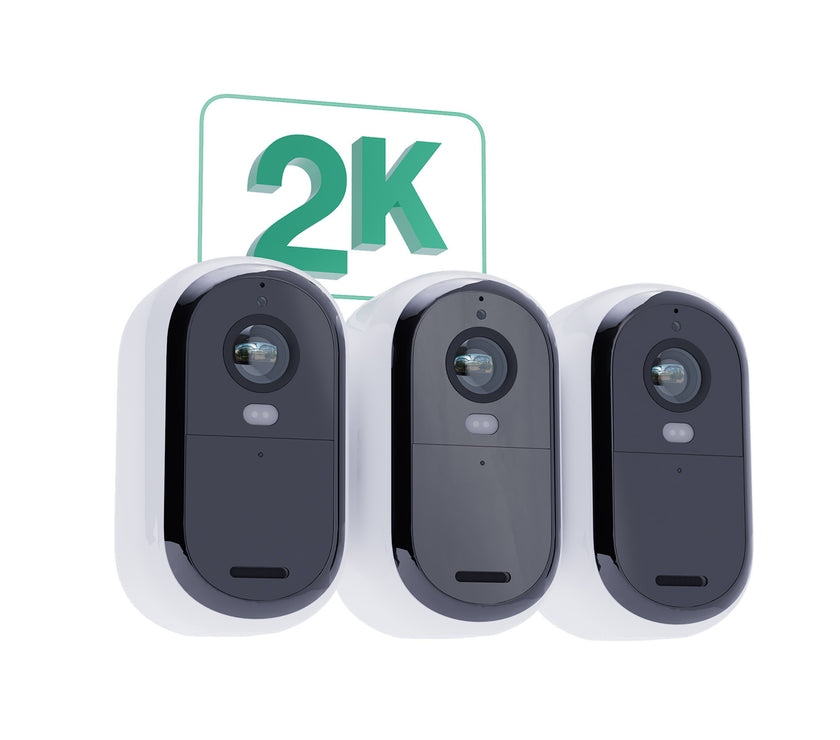 Arlo Essential 2K Outdoor Security Camera & Solar Panel, 3-pack