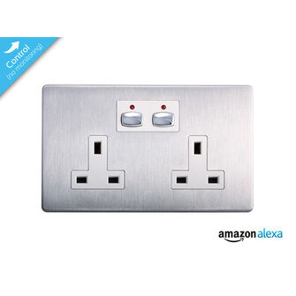 Energenie MiHome Smart 6MM 2 Gang Power Socket - Steel