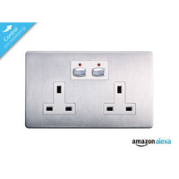 Energenie MiHome Smart 6MM 2 Gang Power Socket - Steel