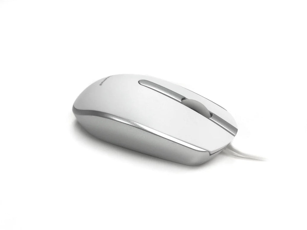 Accuratus M100 MAC - USB Wired Full Size Slim Apple Mac Mouse with Silver and Matt White Tactile Case
