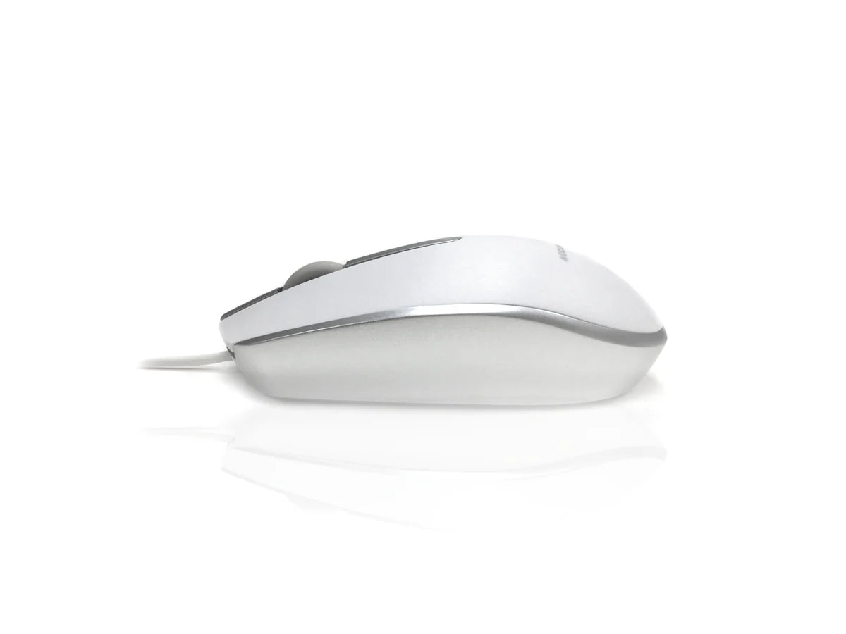 Accuratus M100 MAC - USB Wired Full Size Slim Apple Mac Mouse with Silver and Matt White Tactile Case