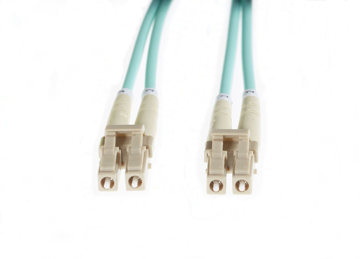 20m LC-LC OM4 Multimode Backwards Compatible With OM3 Fibre Optic Duplex LSZH Patch Lead 2mm Oversleeving AQUA