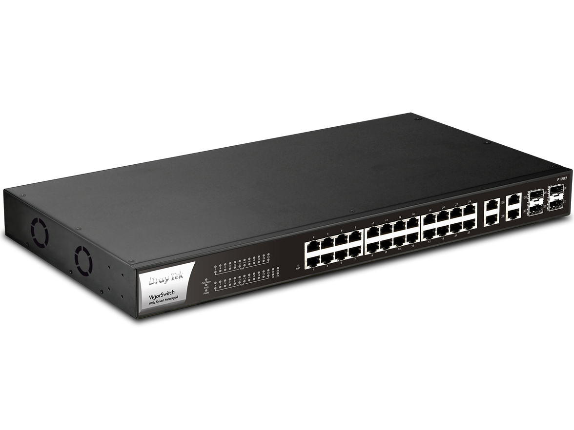 Draytek P1282 Managed Gigabit Ethernet (10/100/1000) Power over Ethernet (PoE) 1U Black