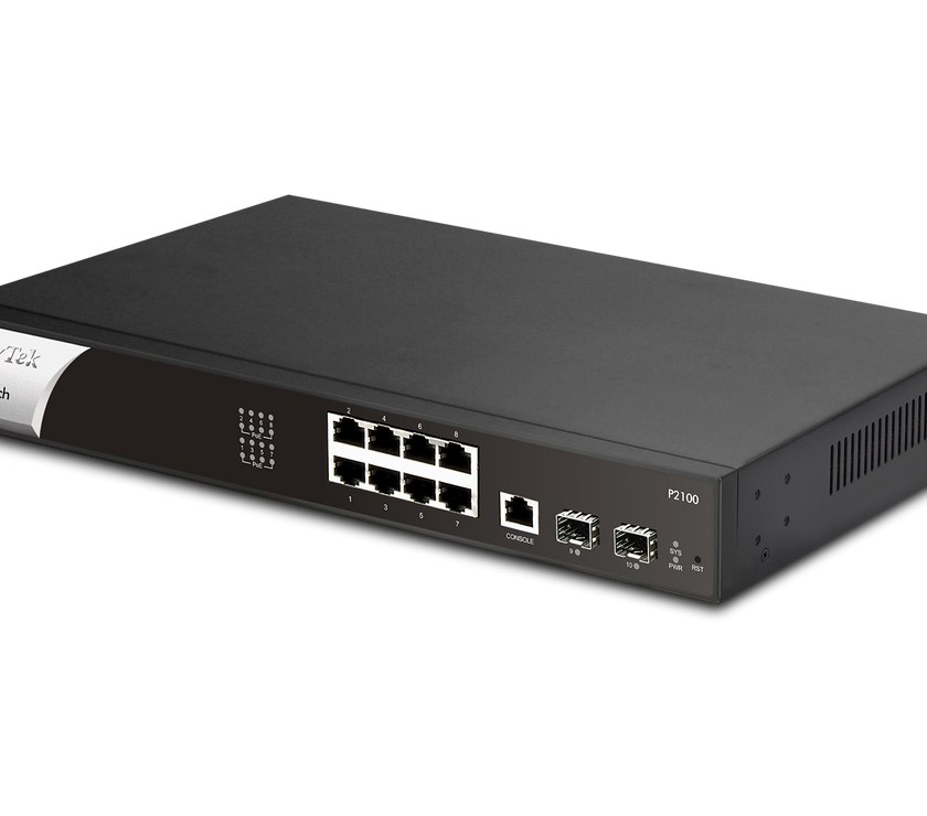 DrayTek P2100 Managed L2+/L3 Gigabit Ethernet (10/100/1000) Power over Ethernet (PoE) 1U Black, Silver