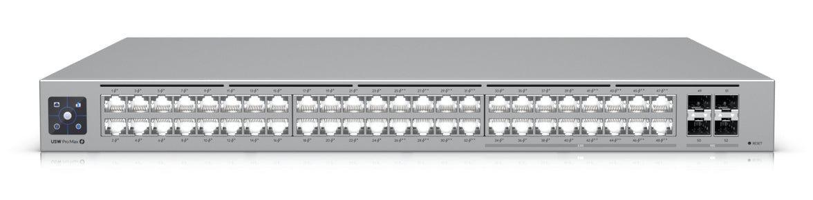 Ubiquiti UniFi Pro Max 48 PoE - Switch - L3 - Managed - 16 x 1 2.5G (8 PoE 8 PoE ) 32 x 10 100 1000 (24 PoE 8 PoE ) 4 x 10 Gigabit SFP - rack-mountable - PoE (720 W)