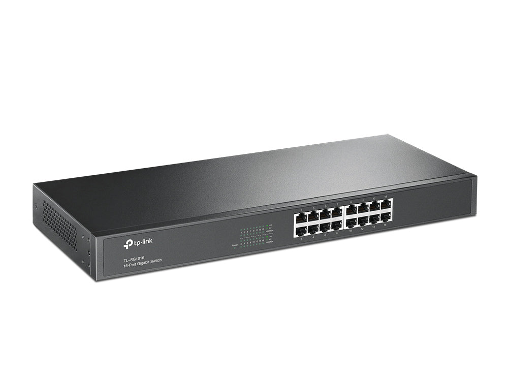 16-port Gigabit Switch 16 10/100/1000M RJ45 ports 1U 19-inch rack-mountable steel case