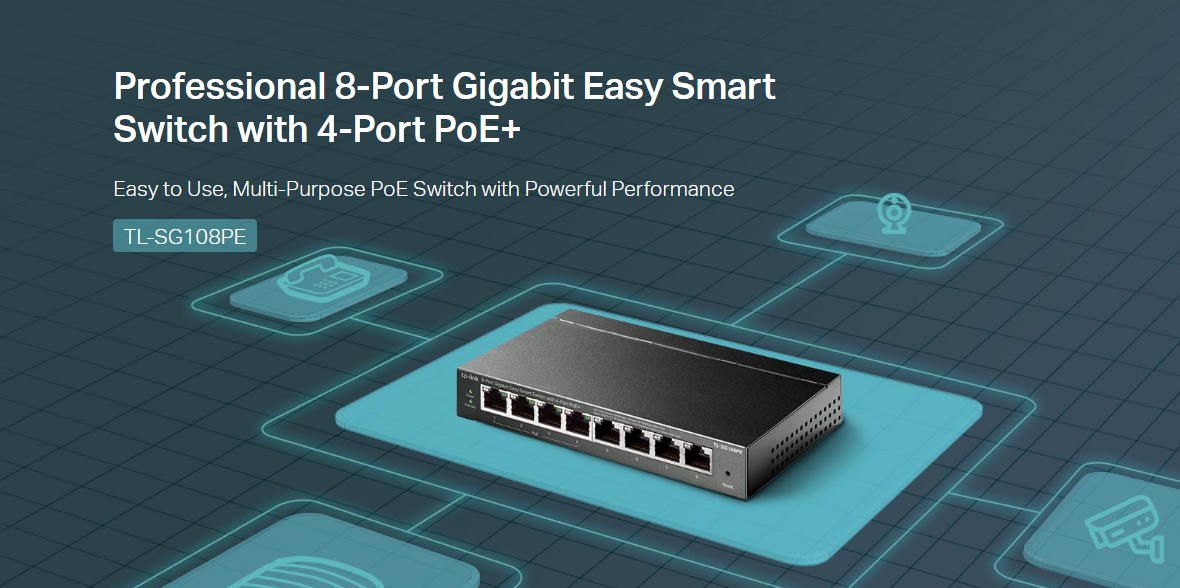 TP-Link SG108PE 8 Port GGigabit Smart PoE Switch