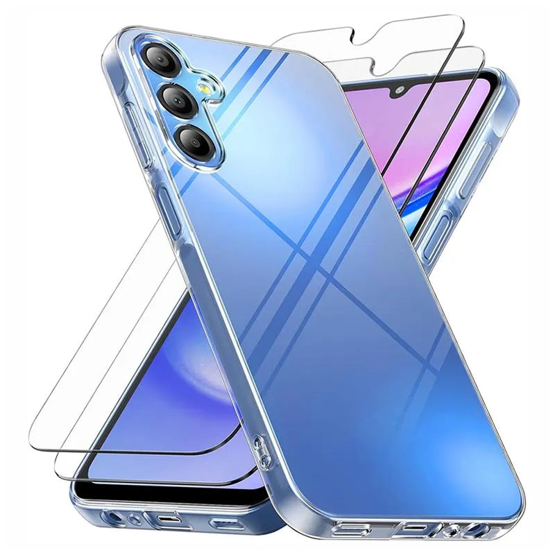 Accuratus Soft TPU silicone case for Samsung A17 cases with high tempered glass screen protector