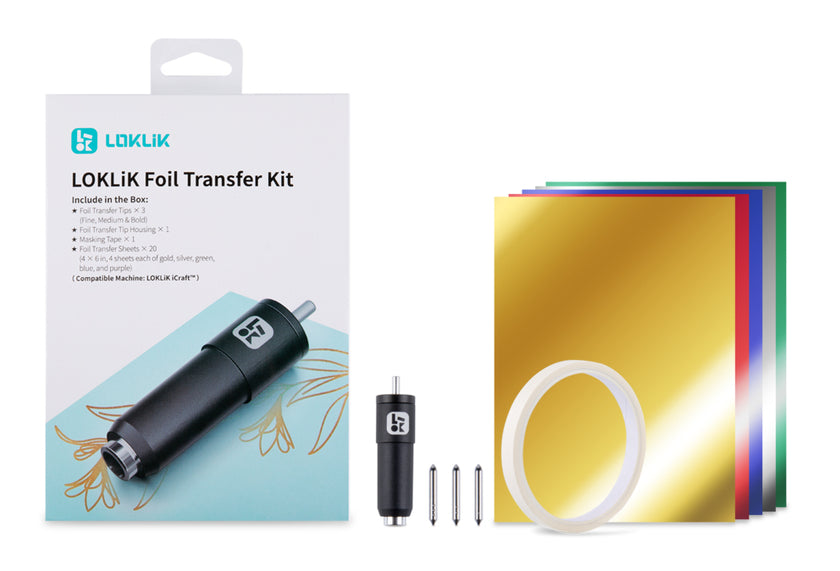 Foil Transfer Tips 3 (Fine Medium & Bold) & Foil Transfer Tip Housing 1 & Masking Tape 1 & Foil Transfer Sheets 20 (4 6 in 4 sheets