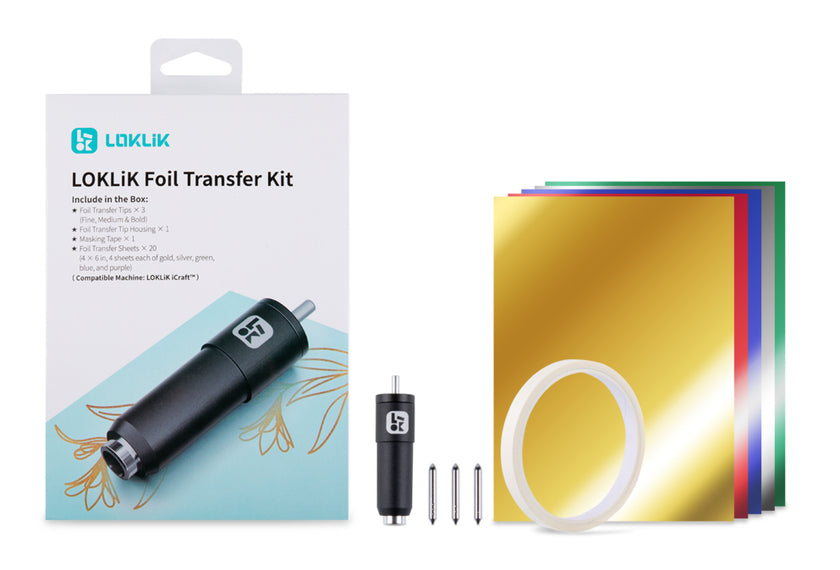 Foil Transfer Tips 3 (Fine Medium & Bold) & Foil Transfer Tip Housing 1 & Masking Tape 1 & Foil Transfer Sheets 20 (4 6 in 4 sheets