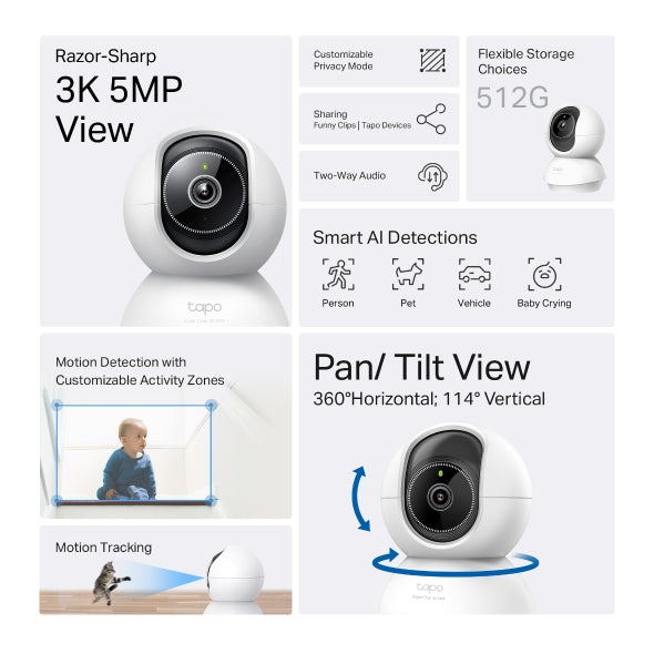 TP-LINK Pan/Tilt AI Home Security Camera