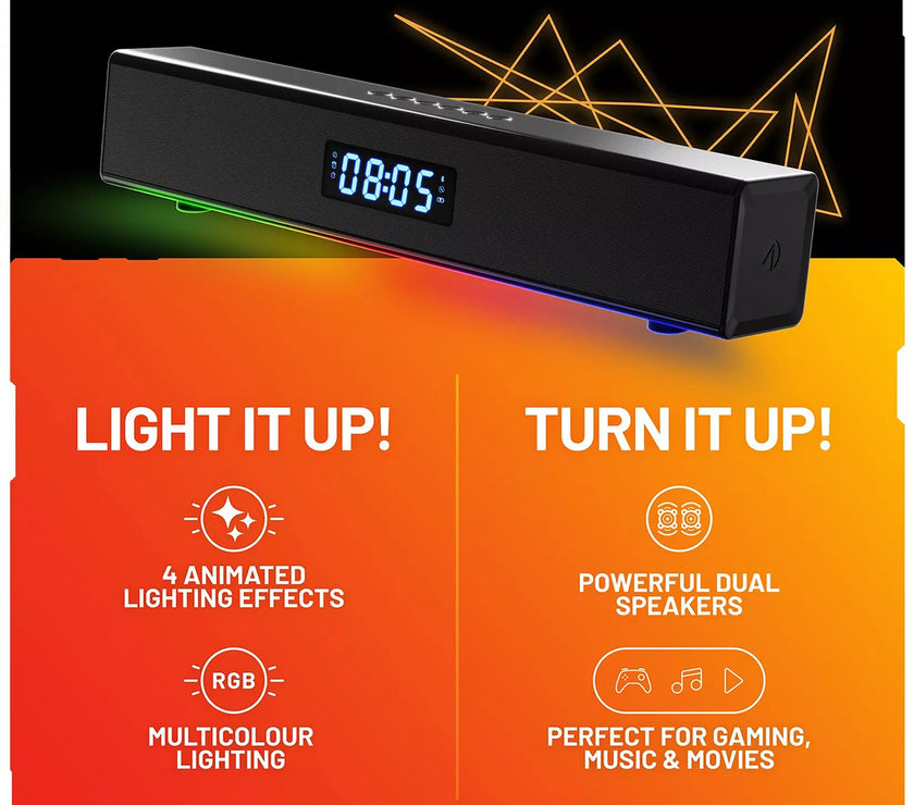 Stealth Light Up Soundbar+Clock+Timer