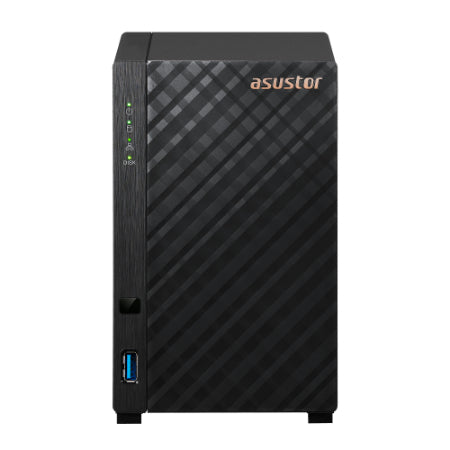 Asustor Drivestor 2 Gen 2  AS1202T 2 Bay NAS Quad-Core 1.7GHz CPU 2.5GbE Port 1GB DDR4 Three USB