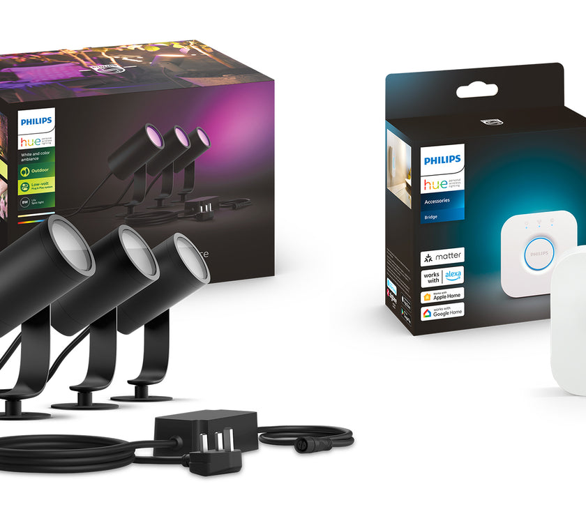 Philips Hue Wite And Colour Ambiance Outdoor Smart Lily Base Kit And Bridge