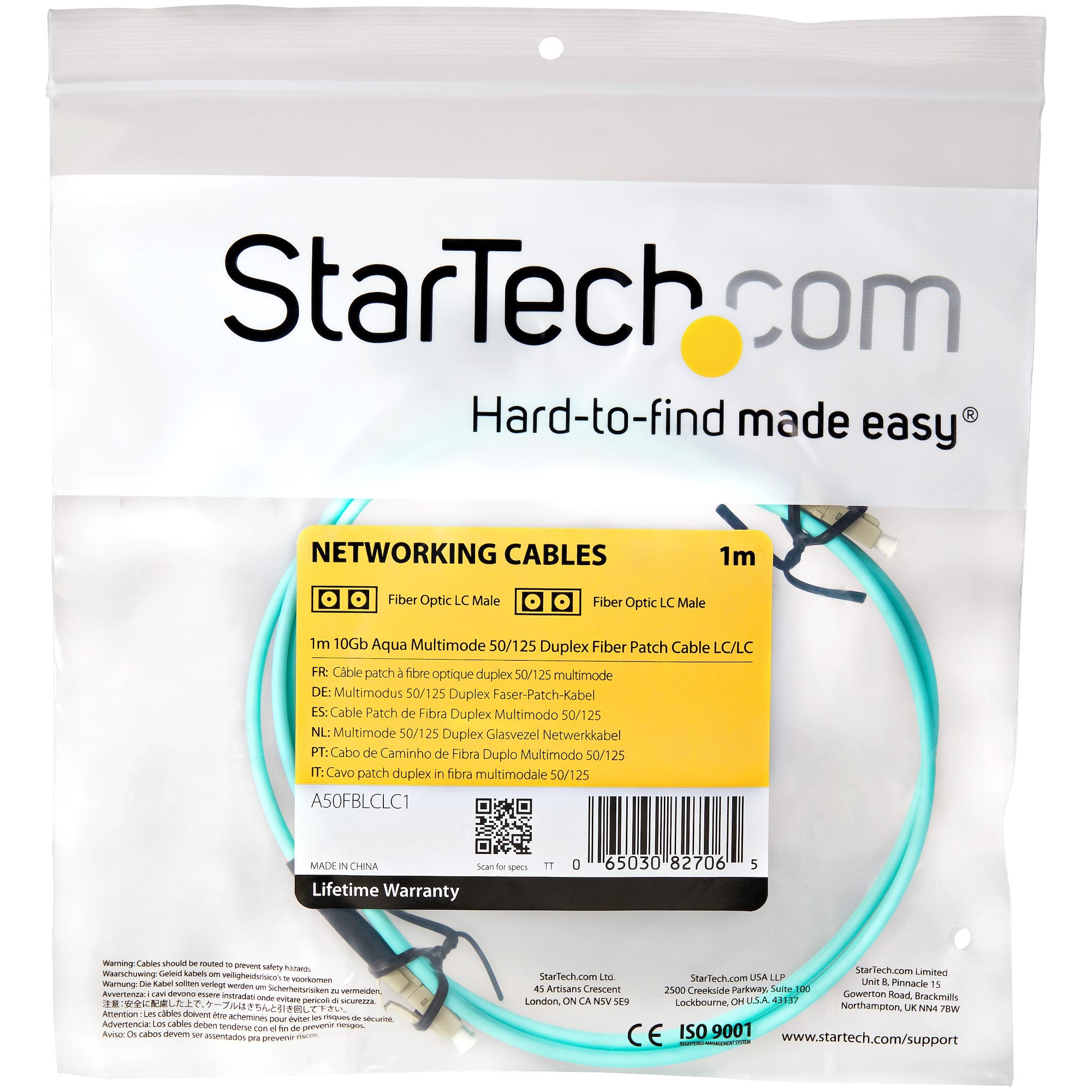 StarTech 1m LC Aqua Fiber Cable