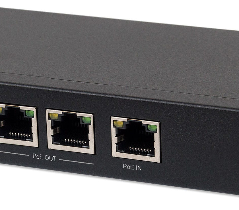 Intellinet 2-Port Gigabit High-Power PoE+ Extender Repeater, IEEE 802.3at/af Power over Ethernet (PoE+/PoE), metal