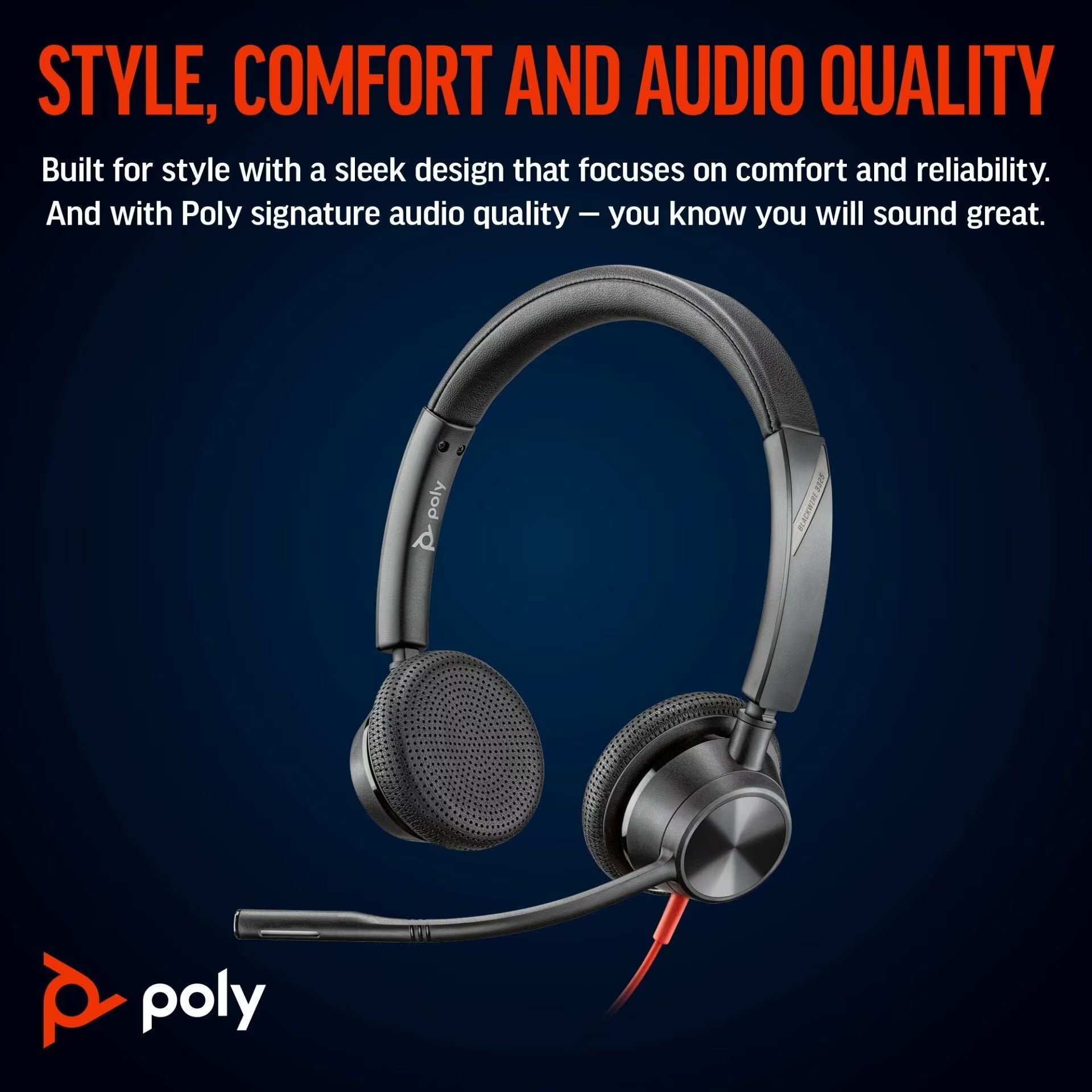 Poly Blackwire 3325 Stereo Teams USB-C +3.5mm Plug + USB-C/A Adapter