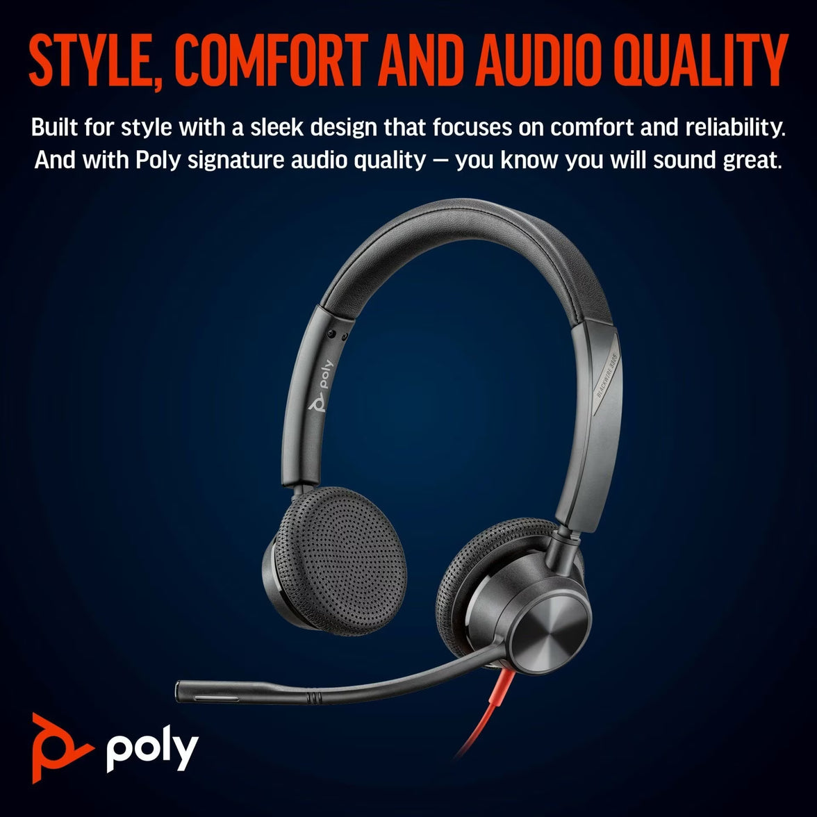 Poly Blackwire 3325 Stereo Teams USB-C +3.5mm Plug + USB-C/A Adapter