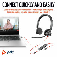 Poly Blackwire 3325 Stereo Teams USB-C +3.5mm Plug + USB-C/A Adapter