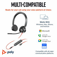 Poly Blackwire 3325 Stereo Teams USB-C +3.5mm Plug + USB-C/A Adapter
