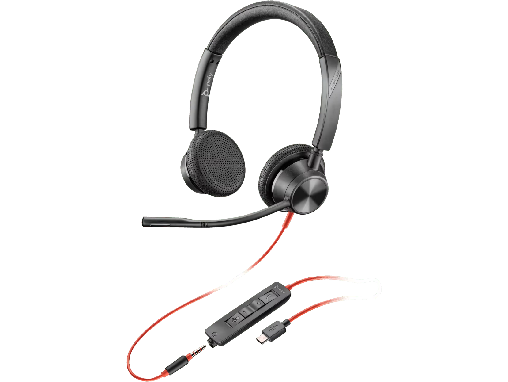 Poly Blackwire 3325 Stereo Teams USB-C +3.5mm Plug + USB-C/A Adapter