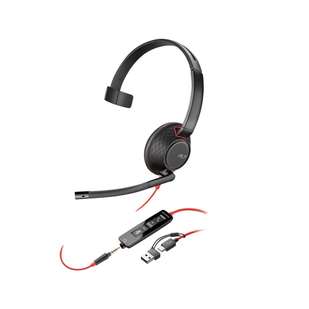 Poly Blackwire 5210 Mono USB-C + 3.5mm Plug + USB-C/A Adapter