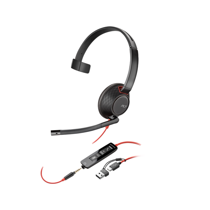 Poly Blackwire 5210 Mono USB-C + 3.5mm Plug + USB-C/A Adapter