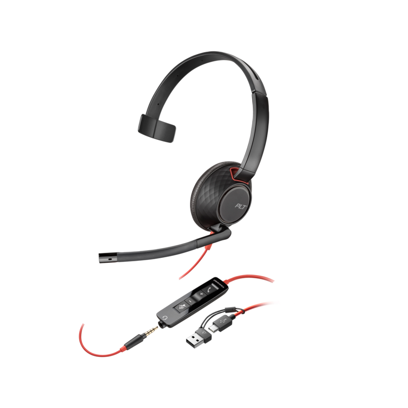 Poly Blackwire 5210 Mono USB-C + 3.5mm Plug + USB-C/A Adapter