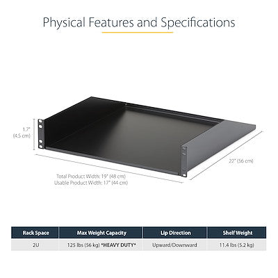 StarTech.com 2U Fixed Rack Shelf