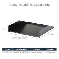 StarTech.com 2U Fixed Rack Shelf