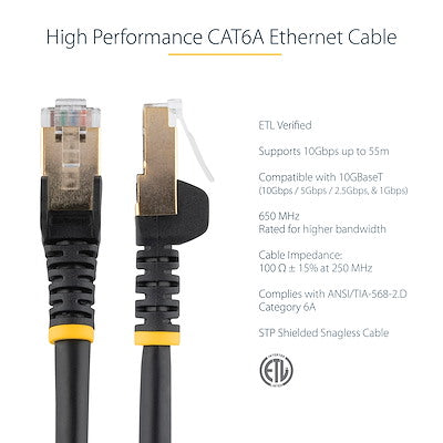 StarTech.com 35ft Black Cat6a STP Cable
