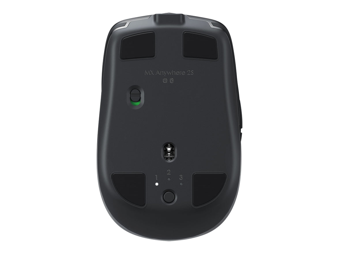 Logitech MX Anywhere 2S Wireless Mobile Mouse, RF Wireless + Bluetooth, Lithium Polymer (LiPo), Graphite