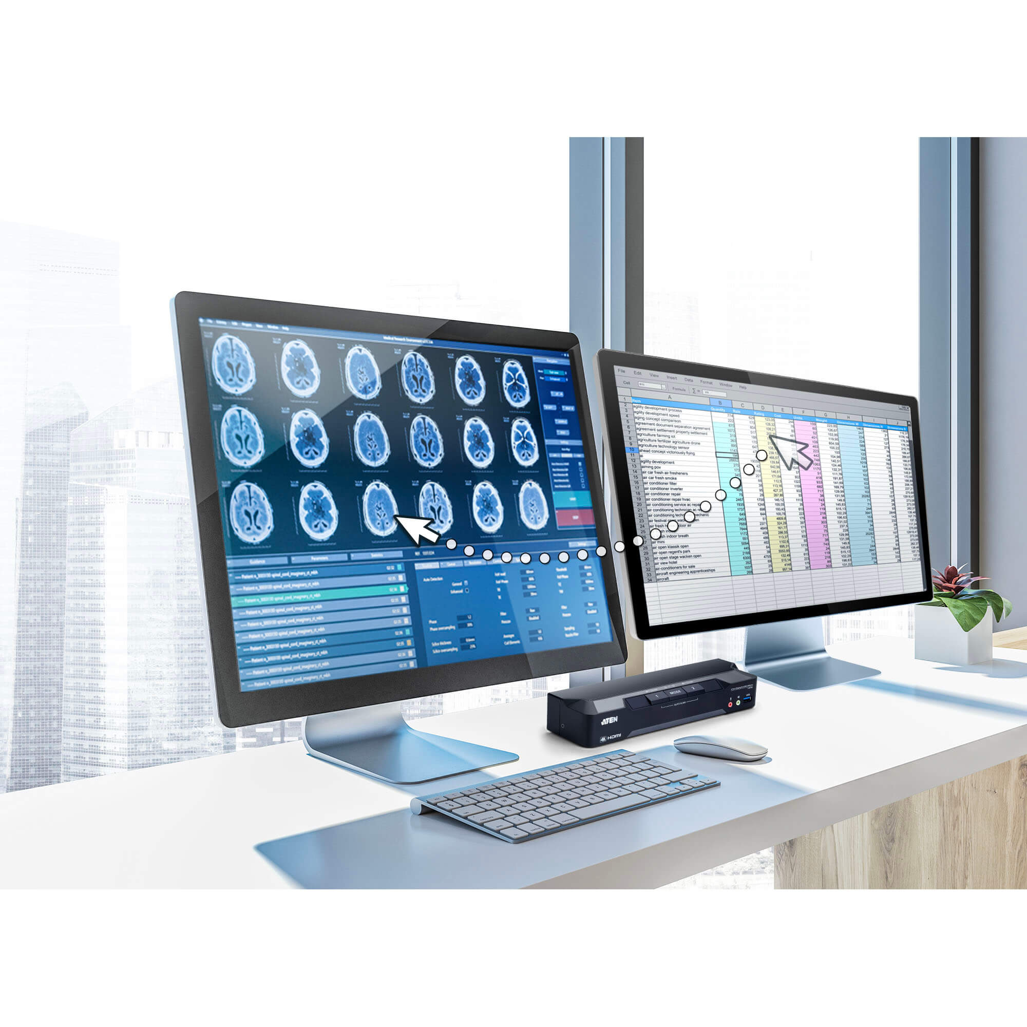 ATEN 2P 4K DP Dual Display Mini-Matrix