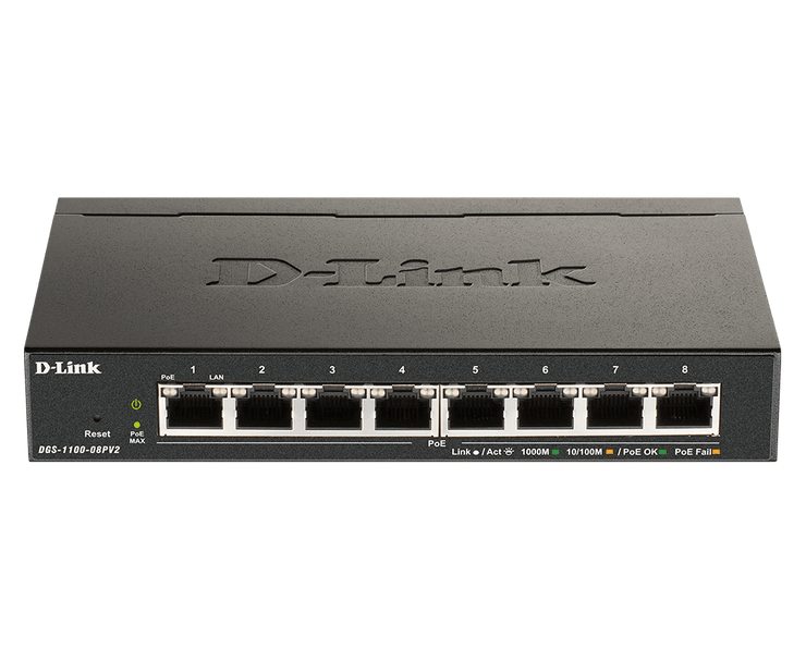 D-Link DGS-1100-08PV2-B 8-Port Gigabit Smart Managed Switch
