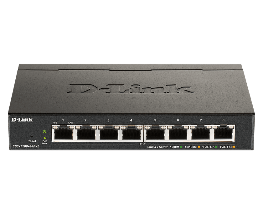 D-Link DGS-1100-08PV2-B 8-Port Gigabit Smart Managed Switch