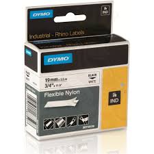 DYMO RHINO 19MM FLEX NYLON BK/YL TAPE