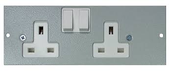 TITAN TWIN SWITCHED SOCKET OUTLET PLATE L/H