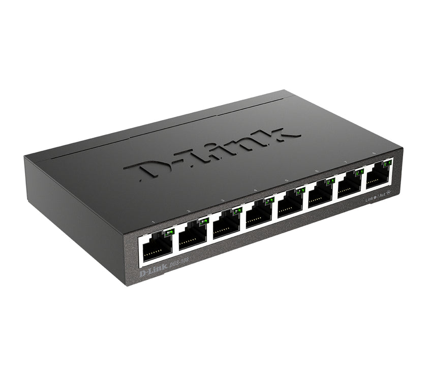 D-Links 8-port 10/100/1000 Gigabit Metal Housing Desktop Switch