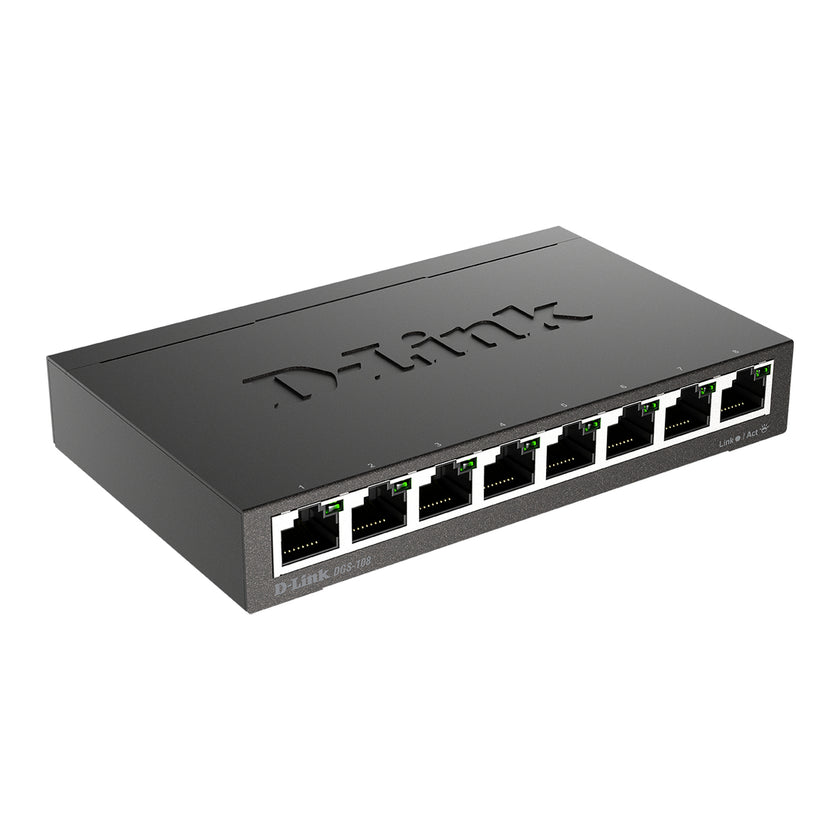D-Links 8-port 10/100/1000 Gigabit Metal Housing Desktop Switch