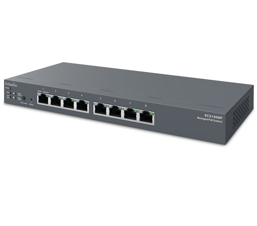 EnGenius ECS1008P Cloud Managed Gigabit 55W 8 Port PoE Switch