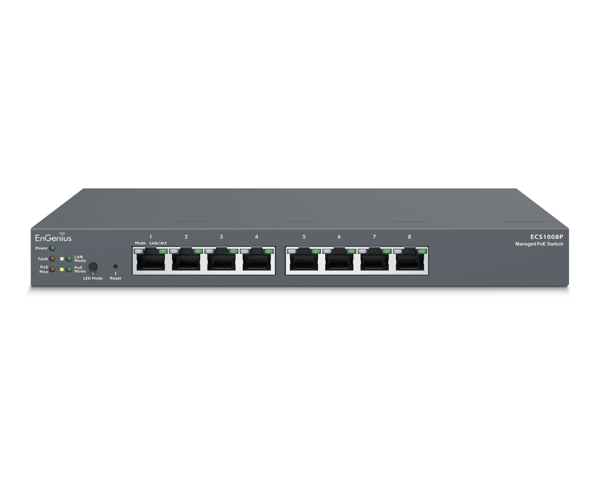 EnGenius ECS1008P Cloud Managed Gigabit 55W 8 Port PoE Switch