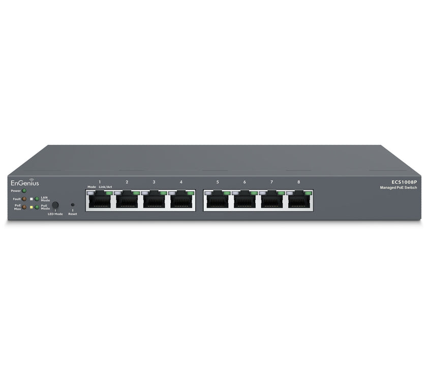 EnGenius ECS1008P Cloud Managed Gigabit 55W 8 Port PoE Switch