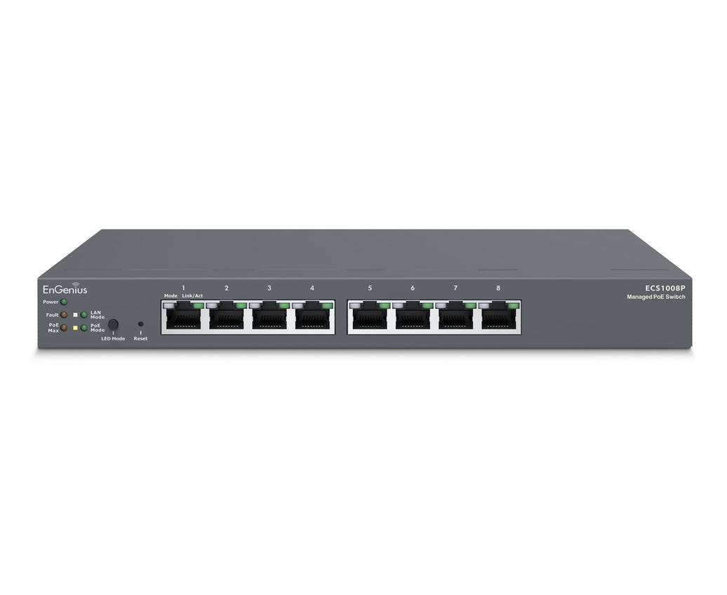 EnGenius ECS1008P Cloud Managed Gigabit 55W 8 Port PoE Switch