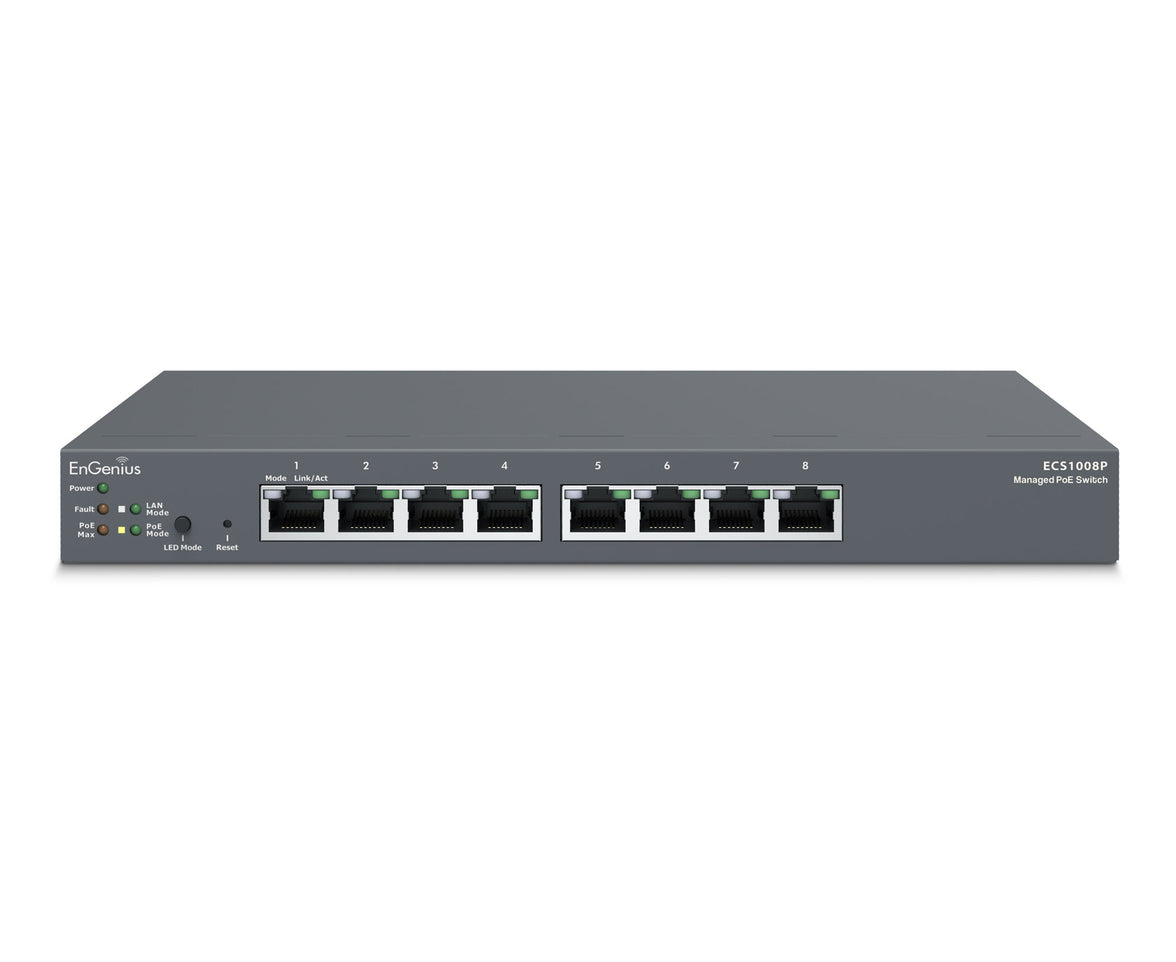 EnGenius ECS1008P Cloud Managed Gigabit 55W 8 Port PoE Switch