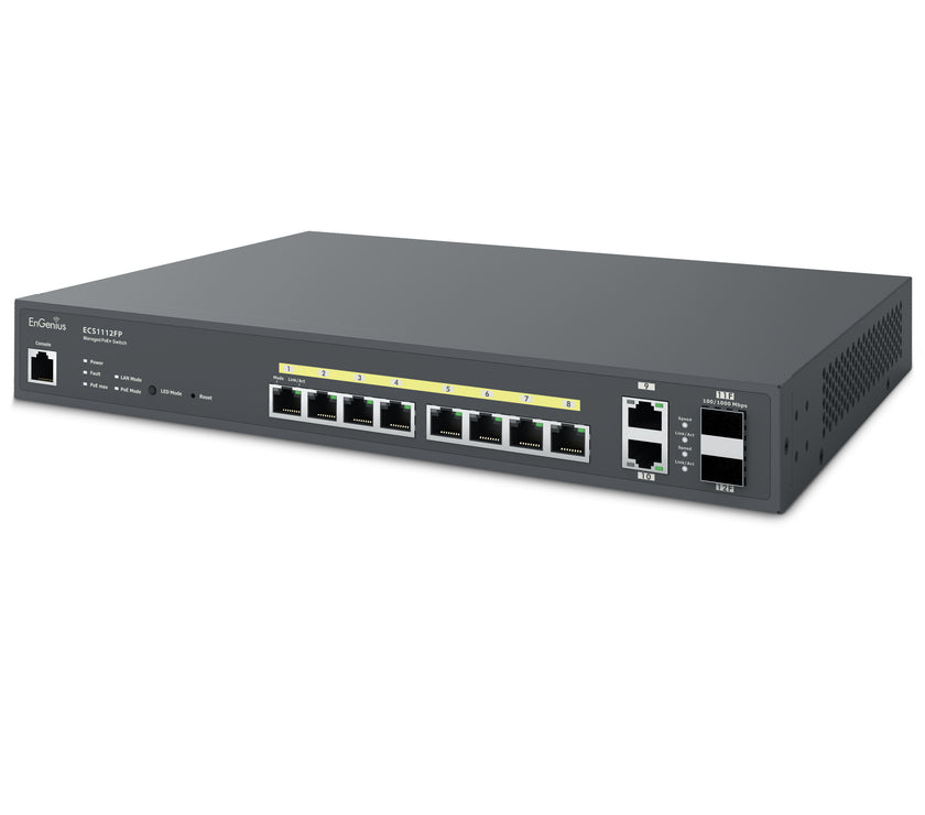 EnGenius ECS1112FP Cloud Managed 130W PoE+ 8 Port Gigabit Switch
