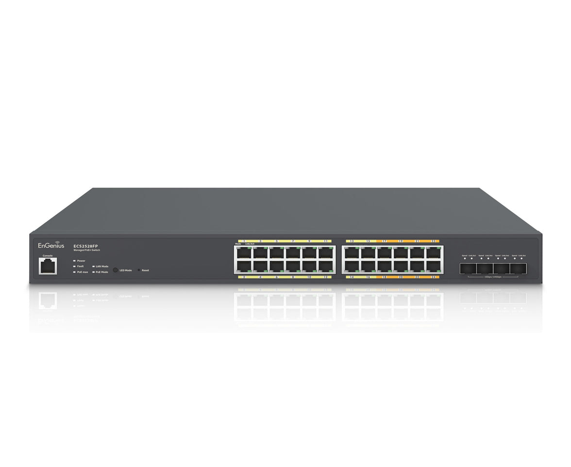 EnGenius ECS2528FP Cloud Managed 24 Port 410 Watt Multi-Gigabit PoE+ Switch